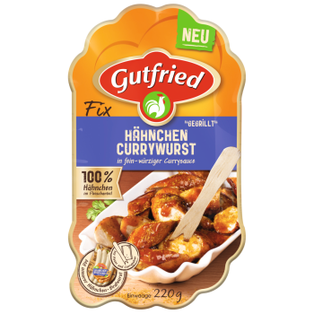 Gutfried Hähnchen Currywurst oder Hähnchenschnitzel