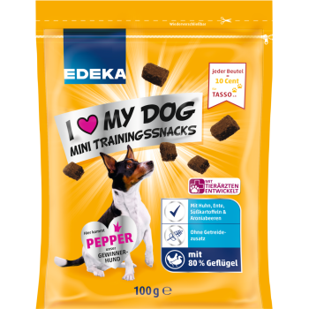 EDEKA - I love my dog Mini Trainingssnacks, Snack Herzen oder Snack Bar